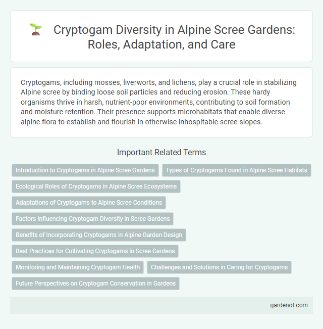 Cryptogam Diversity in Alpine Scree Gardens: Roles, Adaptation, and Care