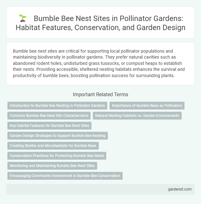 Bumble Bee Nest Sites in Pollinator Gardens: Habitat Features, Conservation, and Garden Design