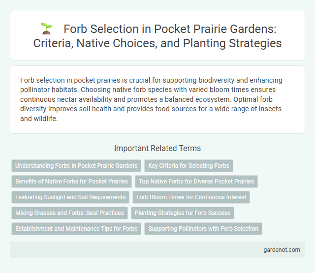 Forb Selection in Pocket Prairie Gardens: Criteria, Native Choices, and Planting Strategies