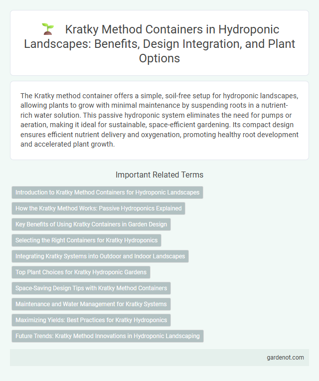 Kratky Method Containers in Hydroponic Landscapes: Benefits, Design Integration, and Plant Options